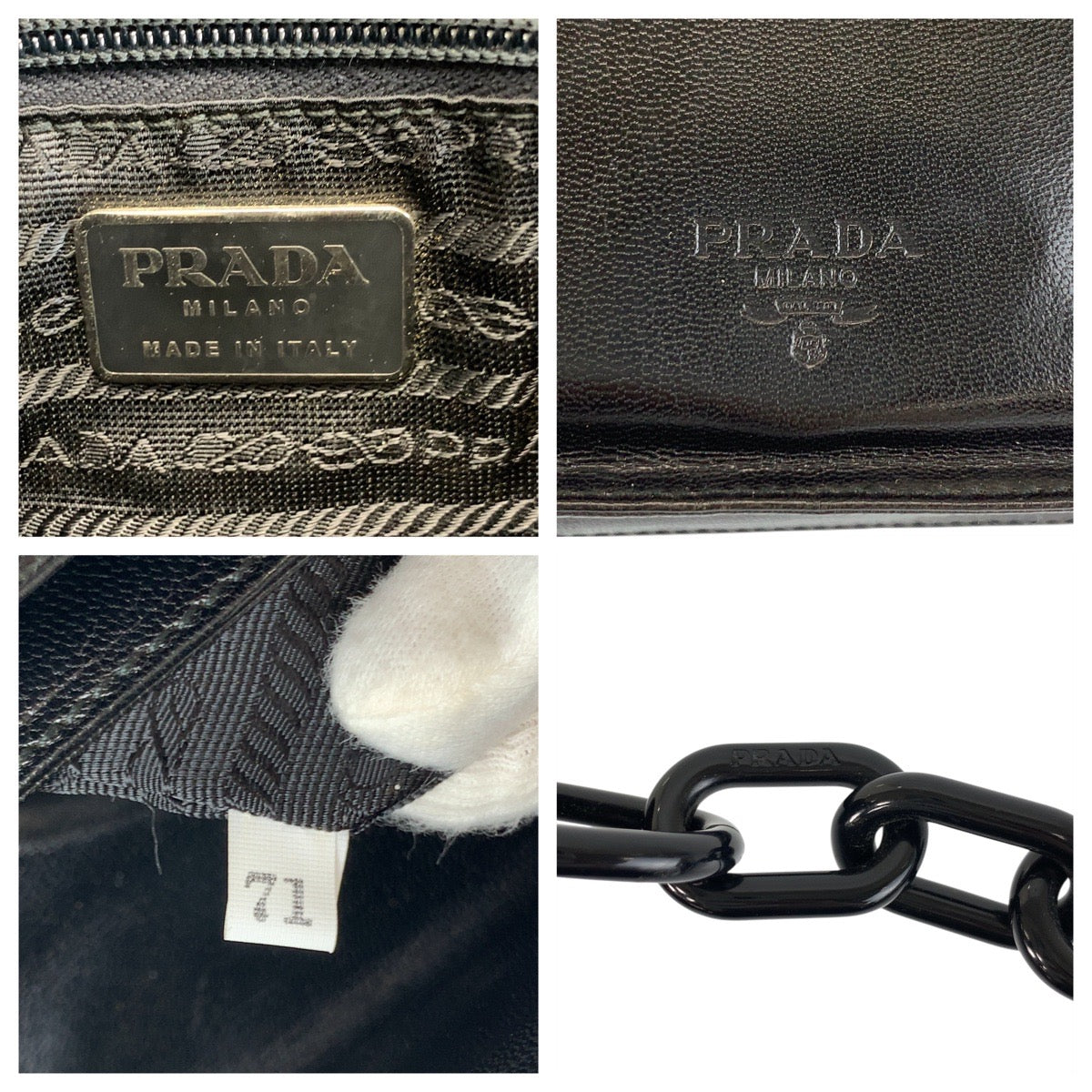 Prada Logo Embossed Leather Shoulder Bag