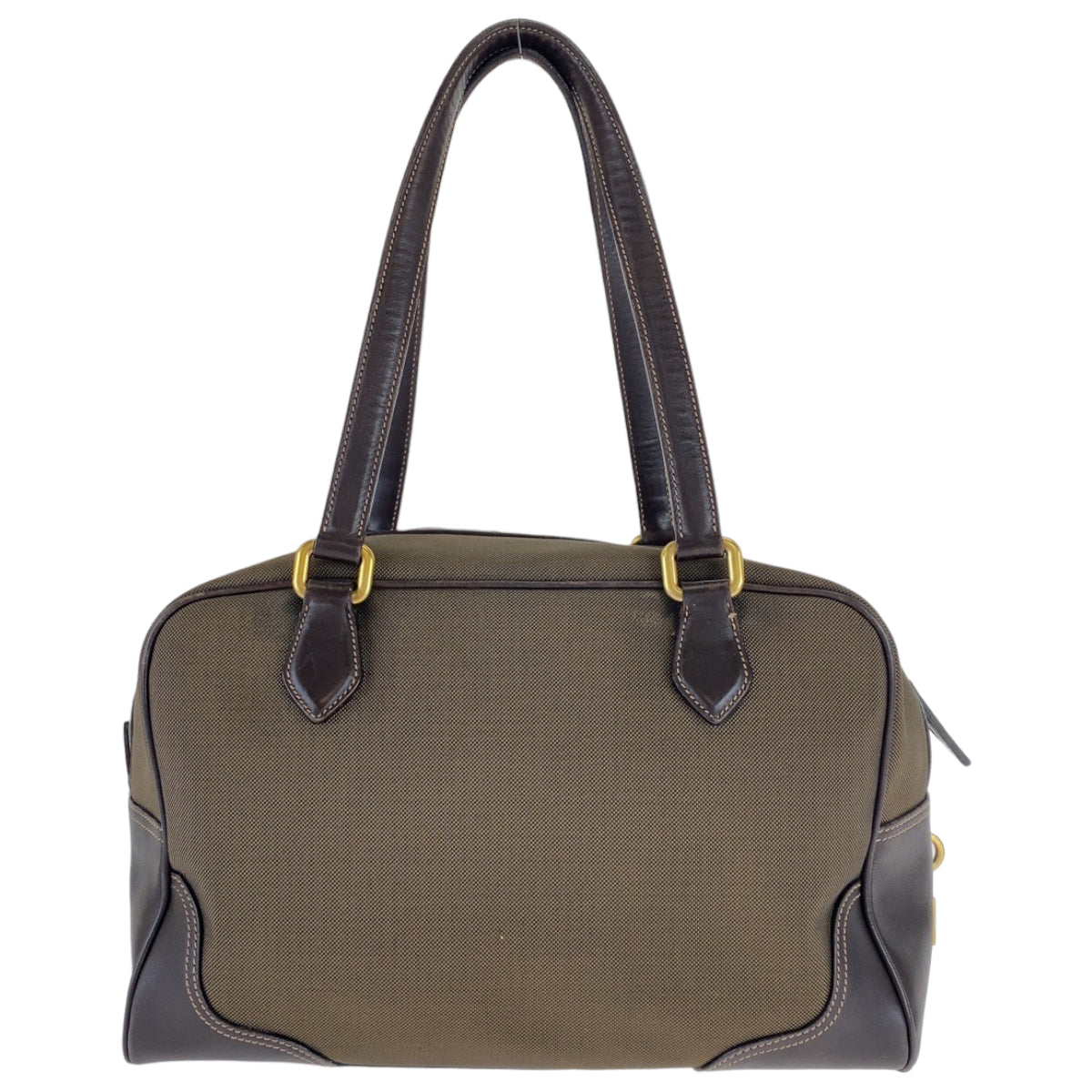 PRADA Shoulder Bag Canvas, Leather Brown Shoulder Bag Handbag Tote Bag Logo jacquard Women