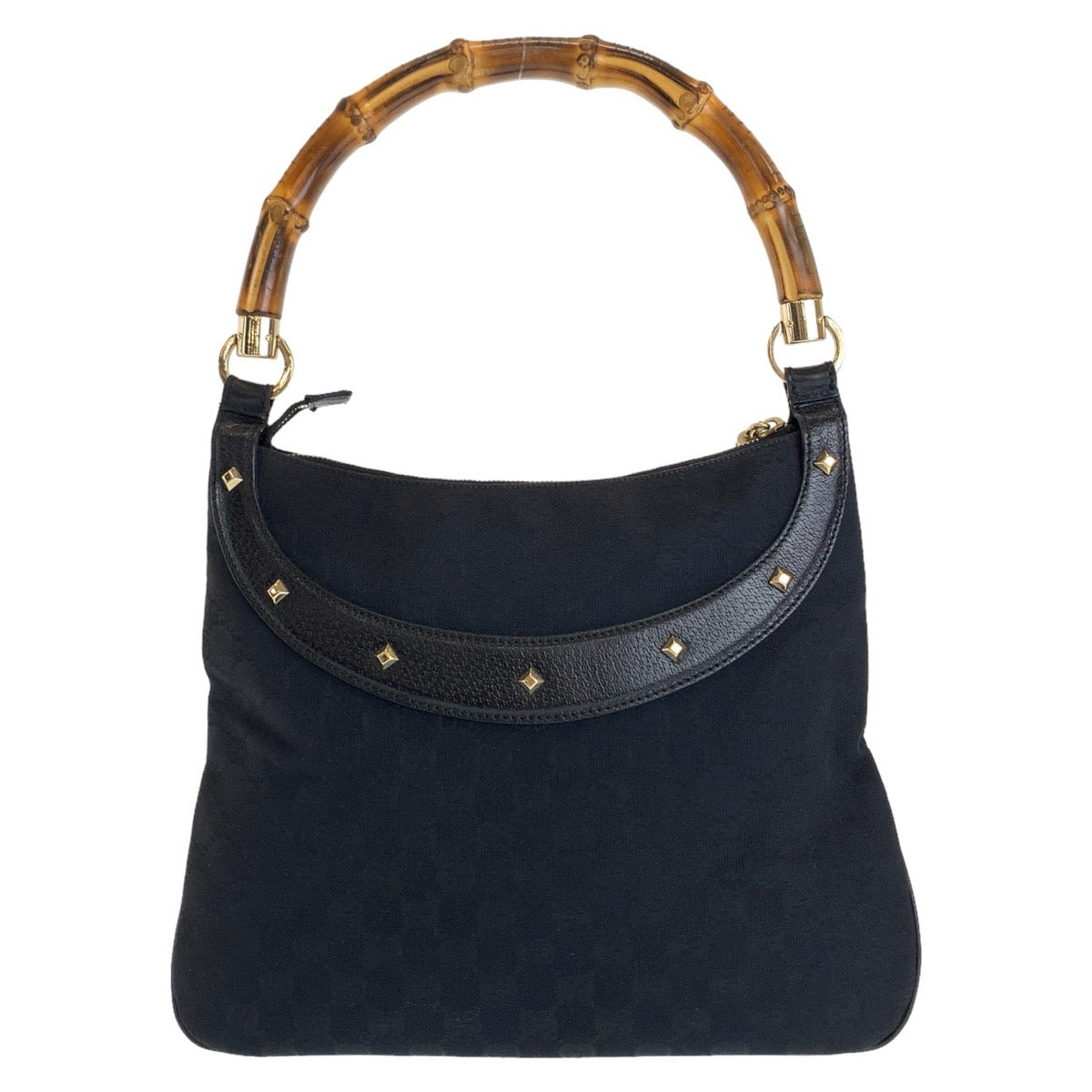 GUCCI Shoulder Bag 137379 GG canvas, leather Black GoldMetal Shoulder Bag handbag Bamboo GG pattern Women