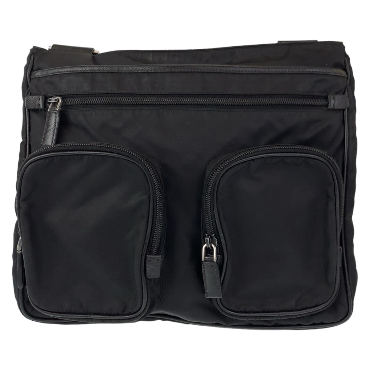 PRADA Shoulder Bag Nylon Black SilverMetal Shoulder Bag Messenger bag Test Triangular logo mens(Unisex)