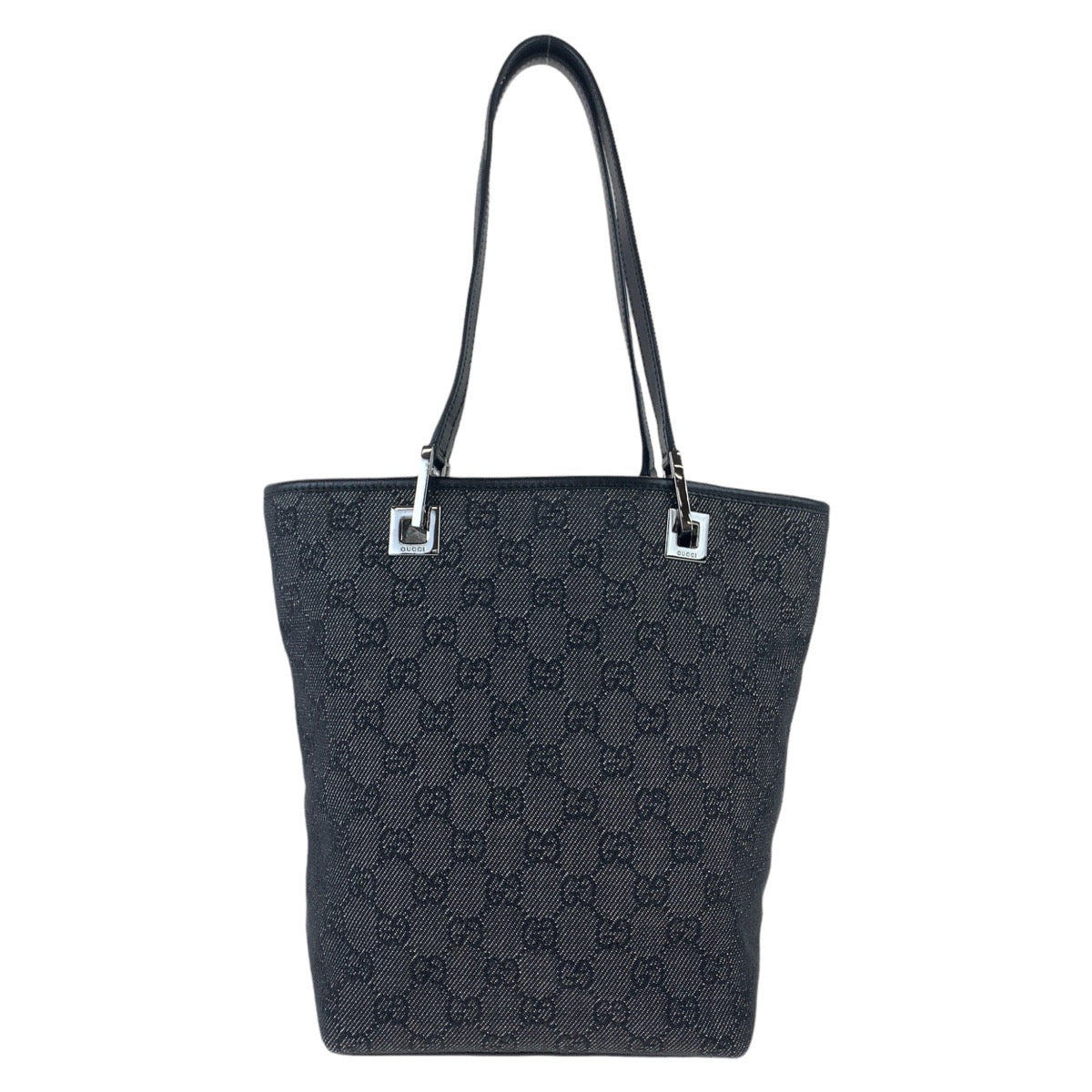 GUCCI Tote Bag 31244 GG canvas Black Silver Metal Tote Bag Shoulder Bag GG pattern Women
