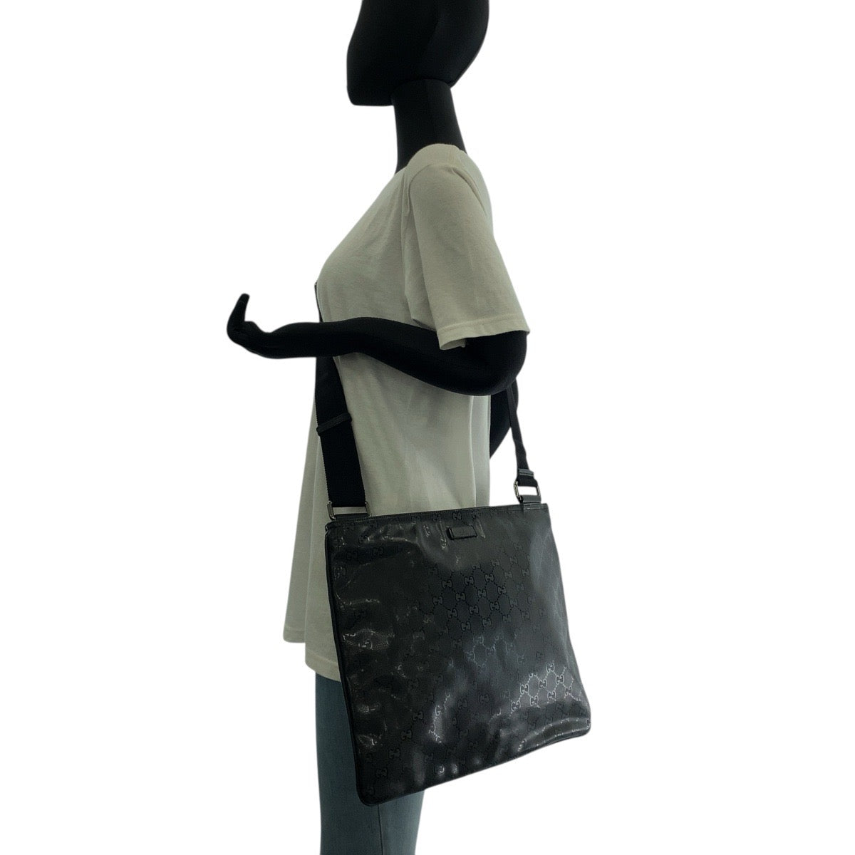 GUCCI Shoulder Bag 201446 PVC Black black Shoulder Bag Messenger Bag Unisex GG implementation mens