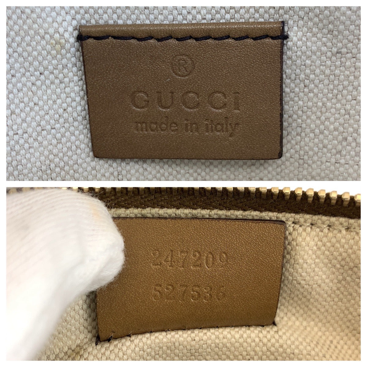 GUCCI Tote Bag 247209 GG canvas, leather Beige Gold Metal Tote Bag Shoulder Bag Women