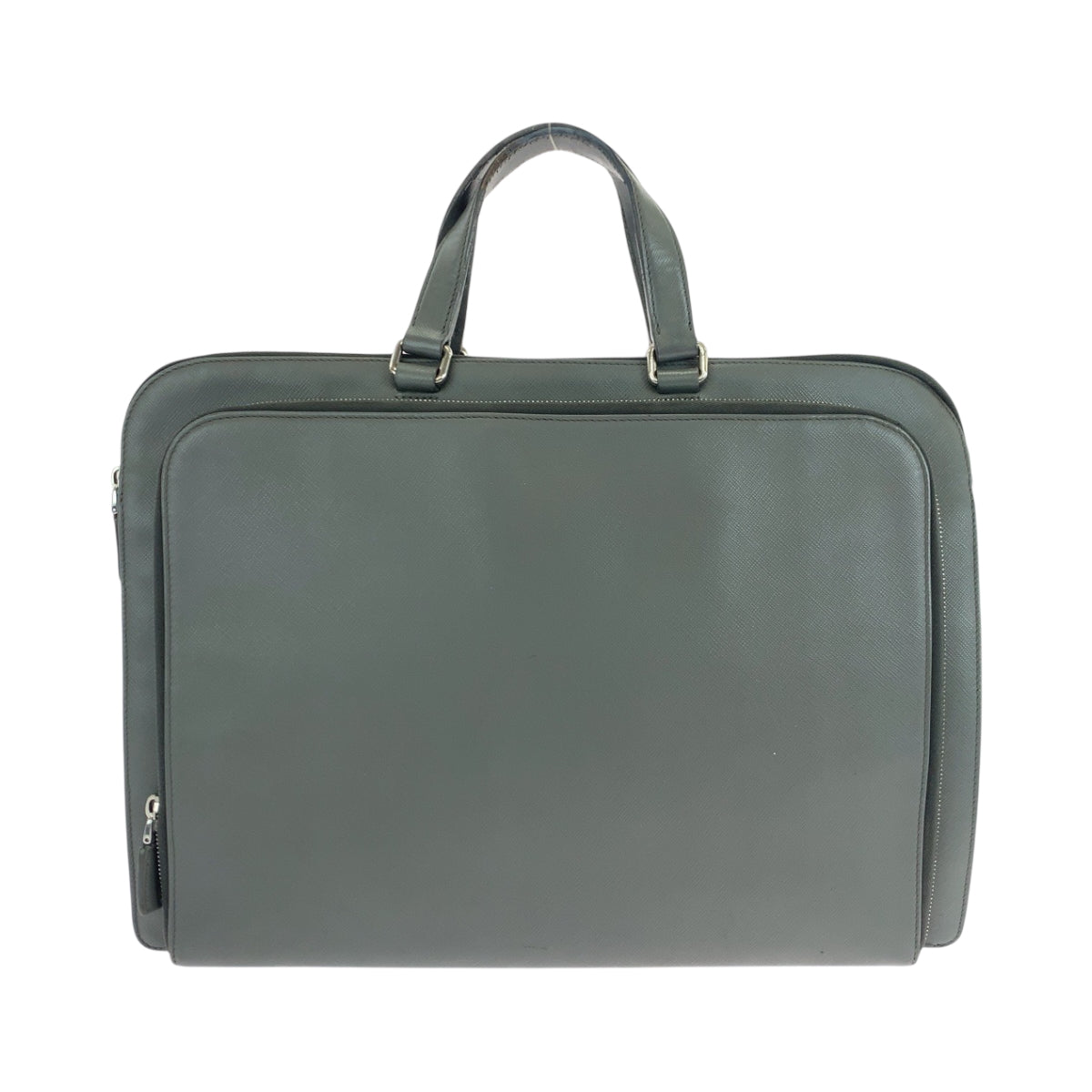 PRADA Business bag VR0078 leather Grey SilverMetal Business bag handbag Safiano Triangle With logo Women