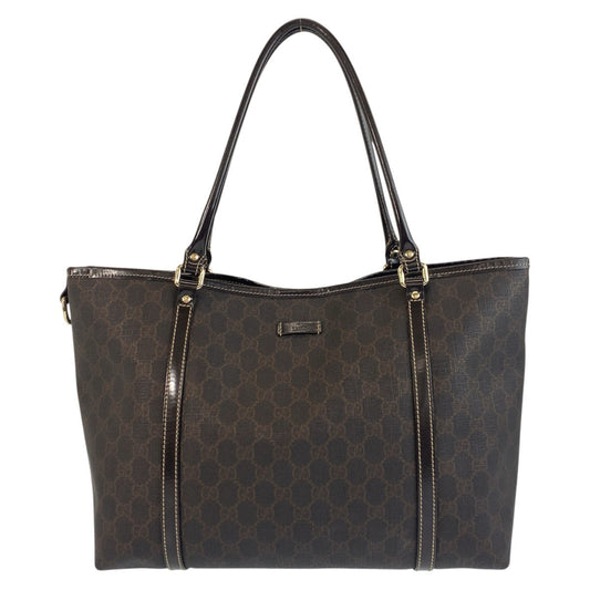 GUCCI Tote Bag 197953 GG Supreme Canvas Brown Gold Metal Tote Bag Shoulder Bag Women