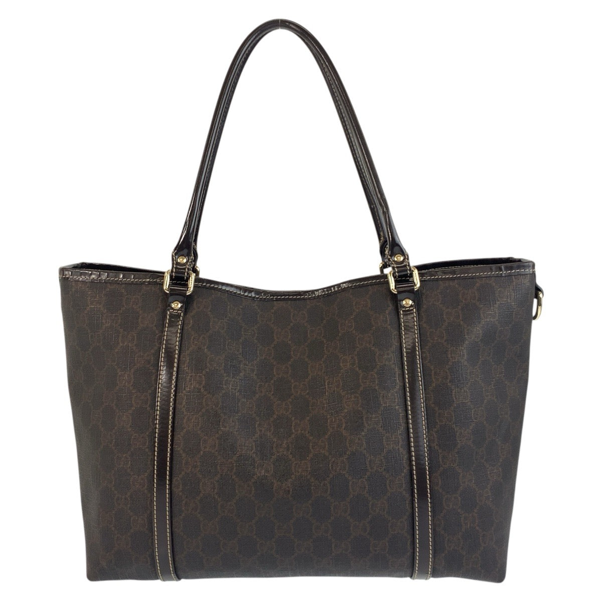GUCCI Tote Bag 197953 GG Supreme Canvas Brown Gold Metal Tote Bag Shoulder Bag Women