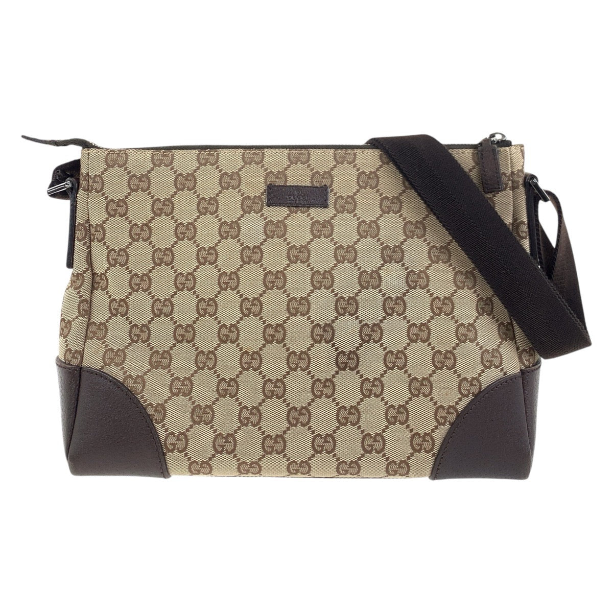 GUCCI Shoulder Bag 114273 GG canvas, leather Brown Silver Metal Shoulder Bag pochette Women
