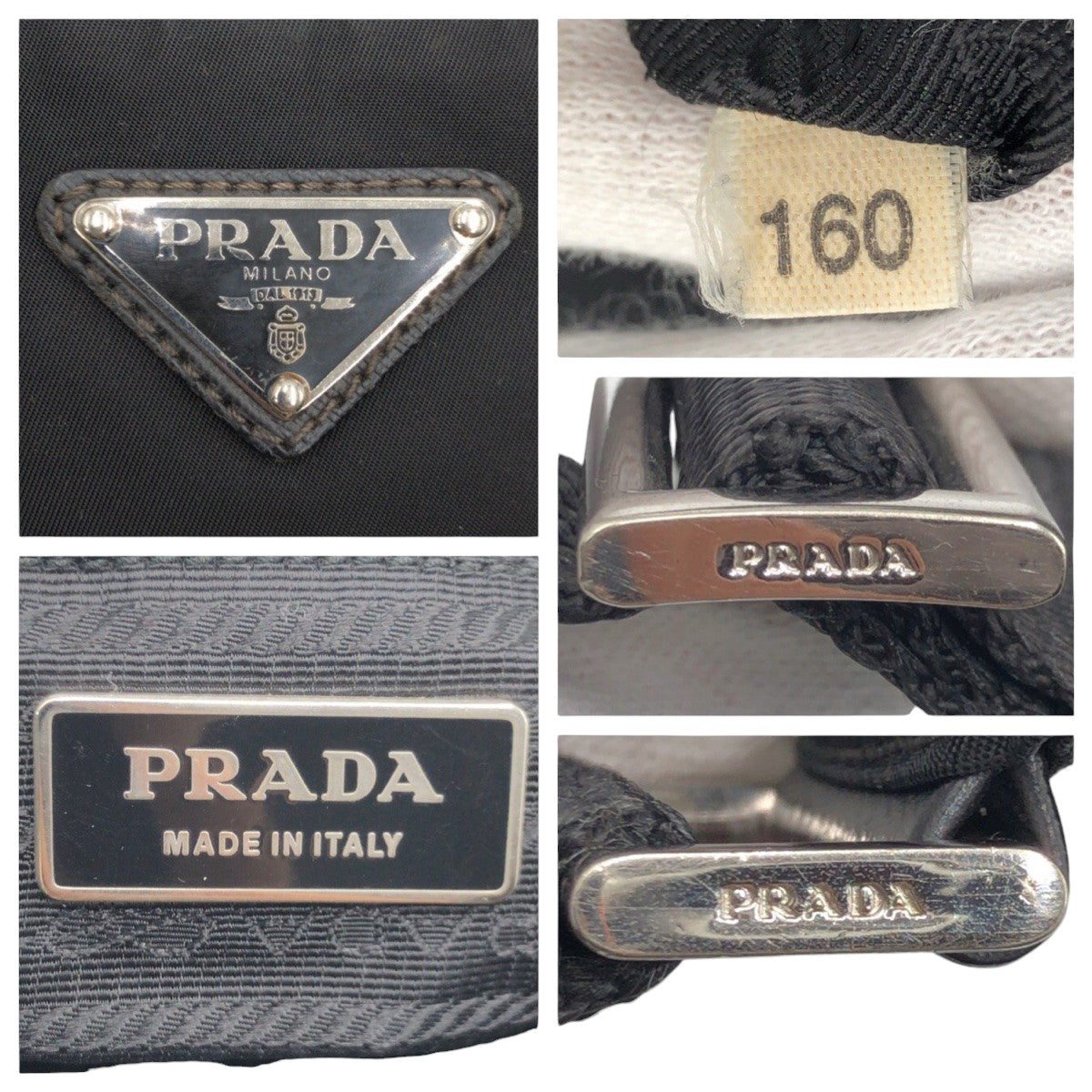 PRADA Shoulder Bag Nylon Black SilverMetal Shoulder Bag pochette Test Triangle With logo Women