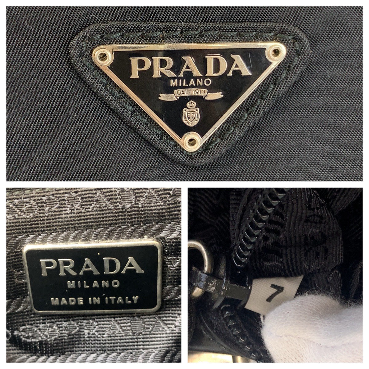 PRADA Shoulder Bag Nylon Black SilverMetal Shoulder Bag pochette Test Triangle With logo Women