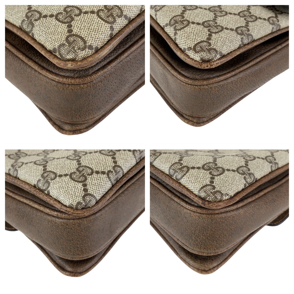 GUCCI Shoulder Bag 14 01 4084 GG Supreme canvas, leather Brown Gold Metal Shoulder Bag pochette Old Gucci Women