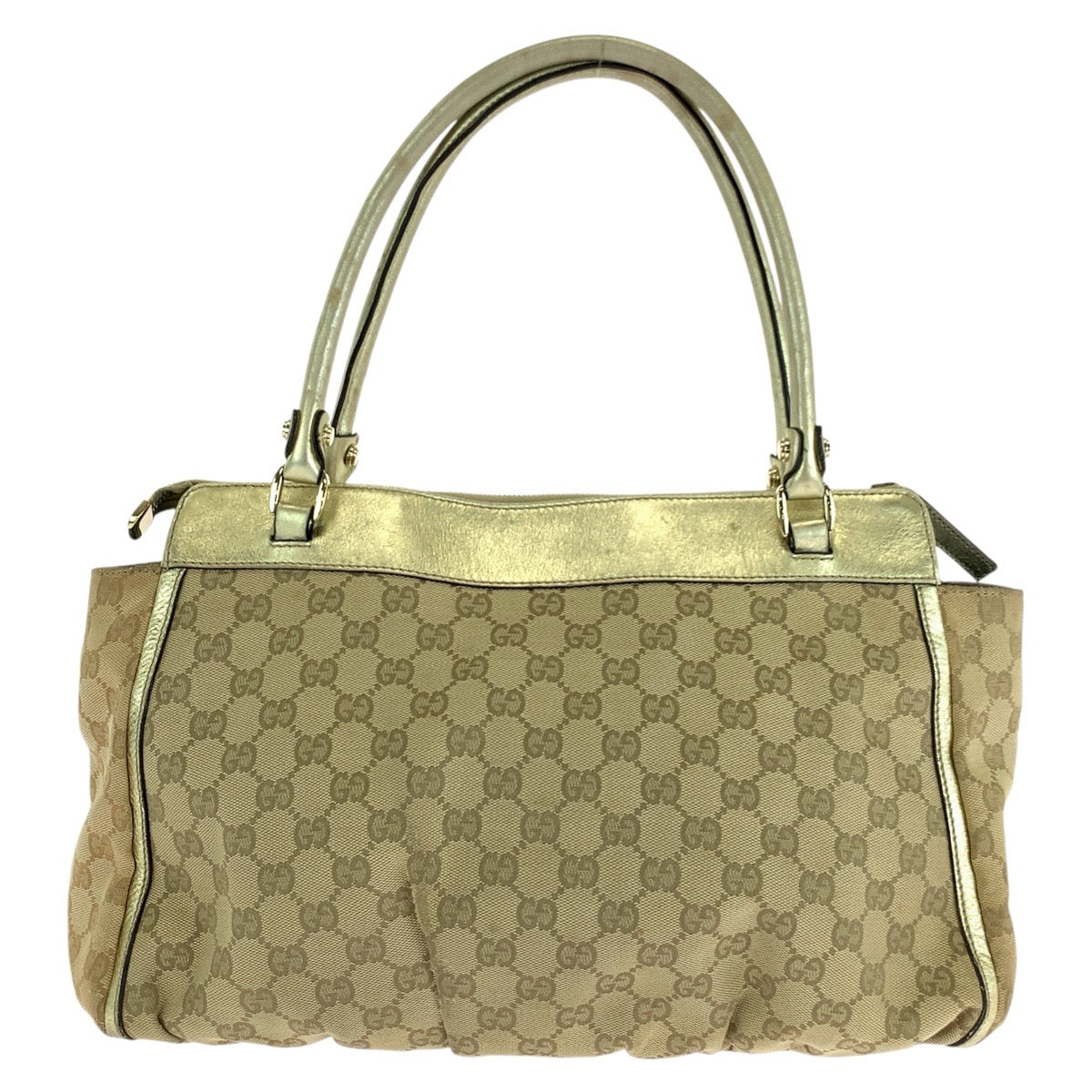 GUCCI Tote Bag 189831 GG canvas, leather Beige gold Tote Bag Shoulder Bag Abbey Women