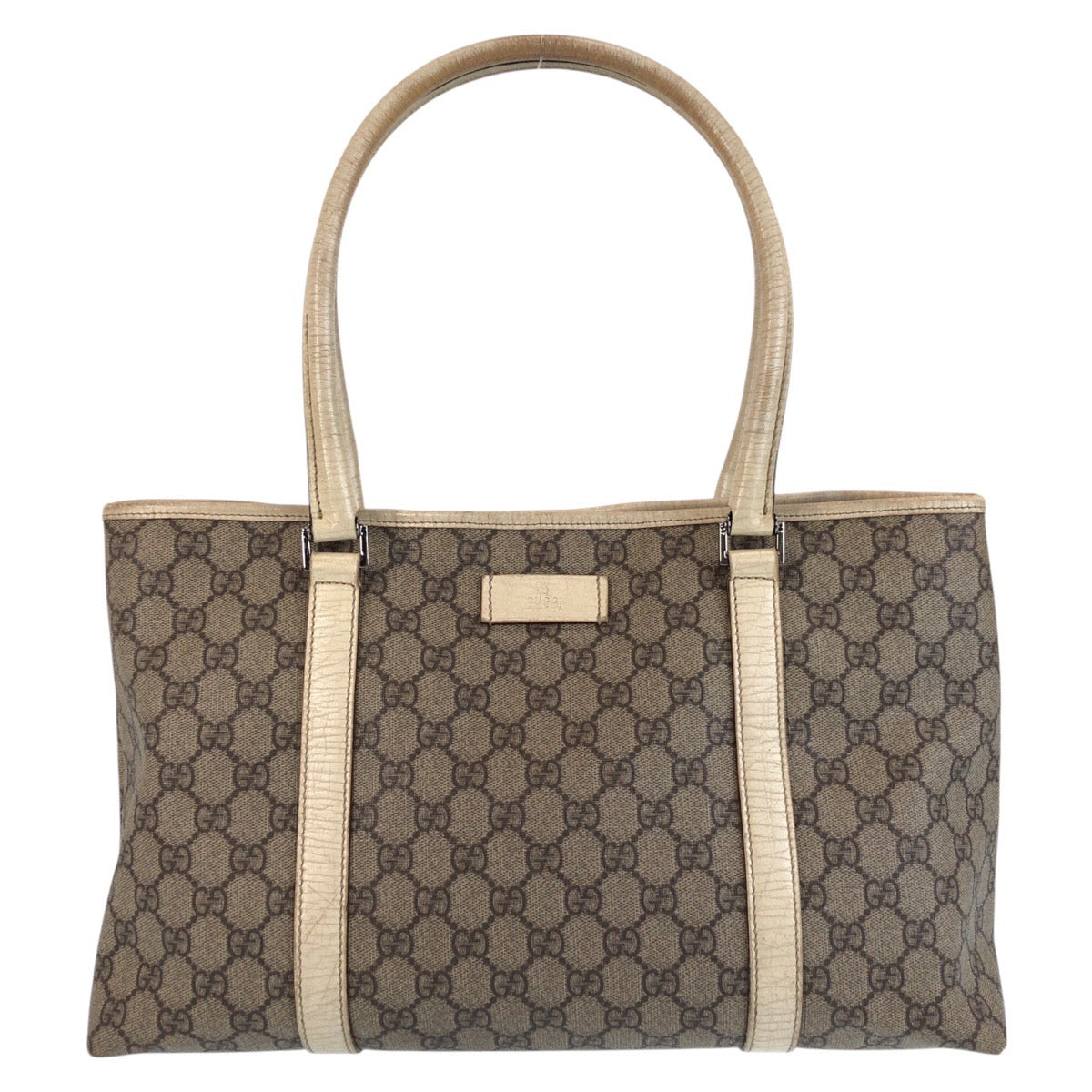 GUCCI Tote Bag 114595 GG canvas, leather Beige White Tote Bag Shoulder Bag Women