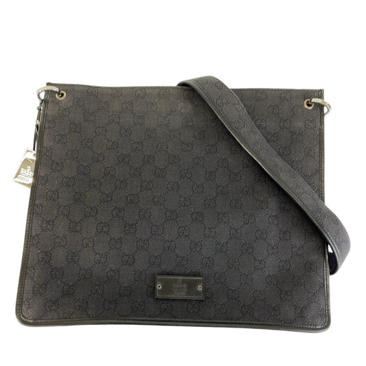 GUCCI Shoulder Bag 90656 GG canvas Black SilverMetal Shoulder Bag Messenger bag Women
