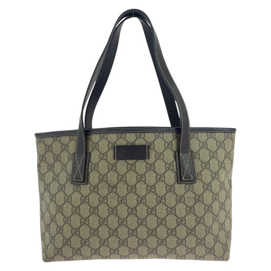 GUCCI Tote Bag 211138 GG Supreme canvas, leather Brown Silver Metal Tote Bag handbag Women