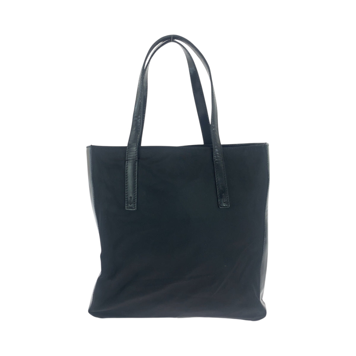 PRADA Tote Bag Nylon, Patent Leather Black SilverMetal Tote Bag Shoulder Bag Test logo Women