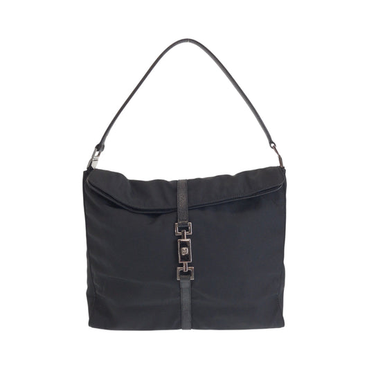 GUCCI Shoulder Bag 001 3355 Nylon Black Silver Metal Jackie Women