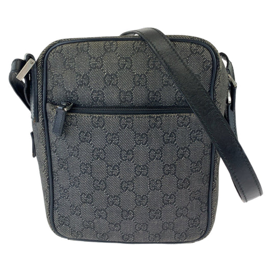 GUCCI Shoulder Bag 3136 GG canvas Grey Black SilverMetal Shoulder Bag pochette Women