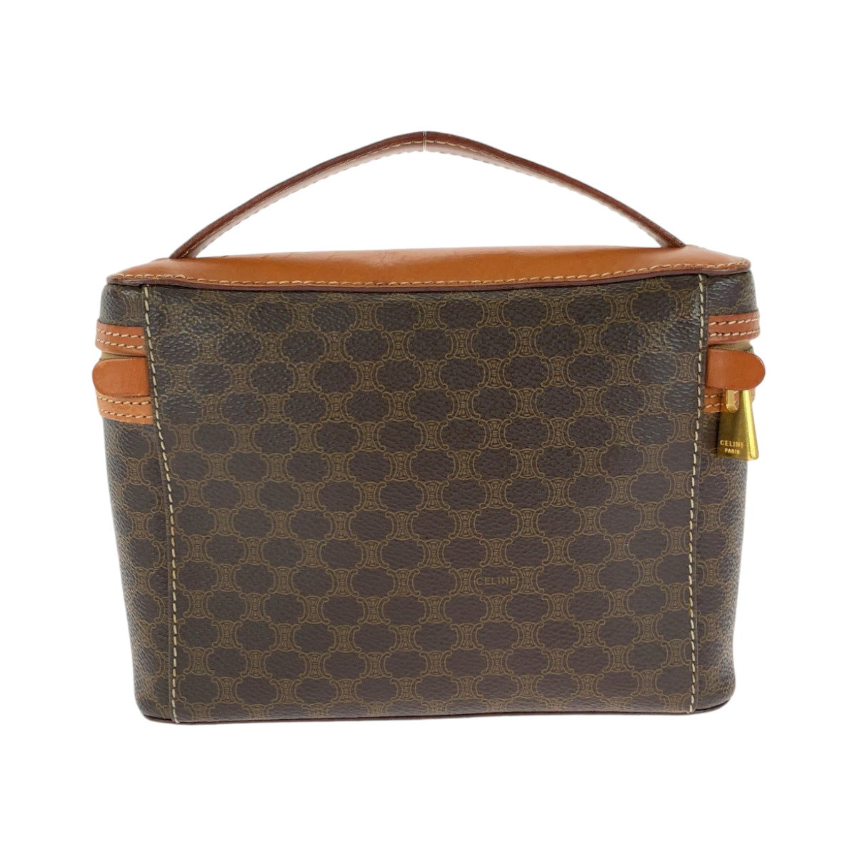 CELINE Handbag M95 PVC Brown Gold Metal Handbag vanity bag Macadam Pattern Women