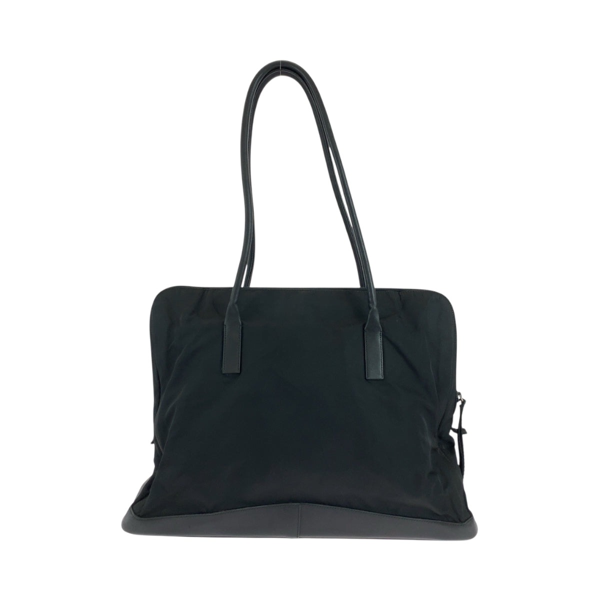 PRADA Tote Bag Nylon, Leather Black SilverMetal Tote Bag Shoulder Bag Test logo Women