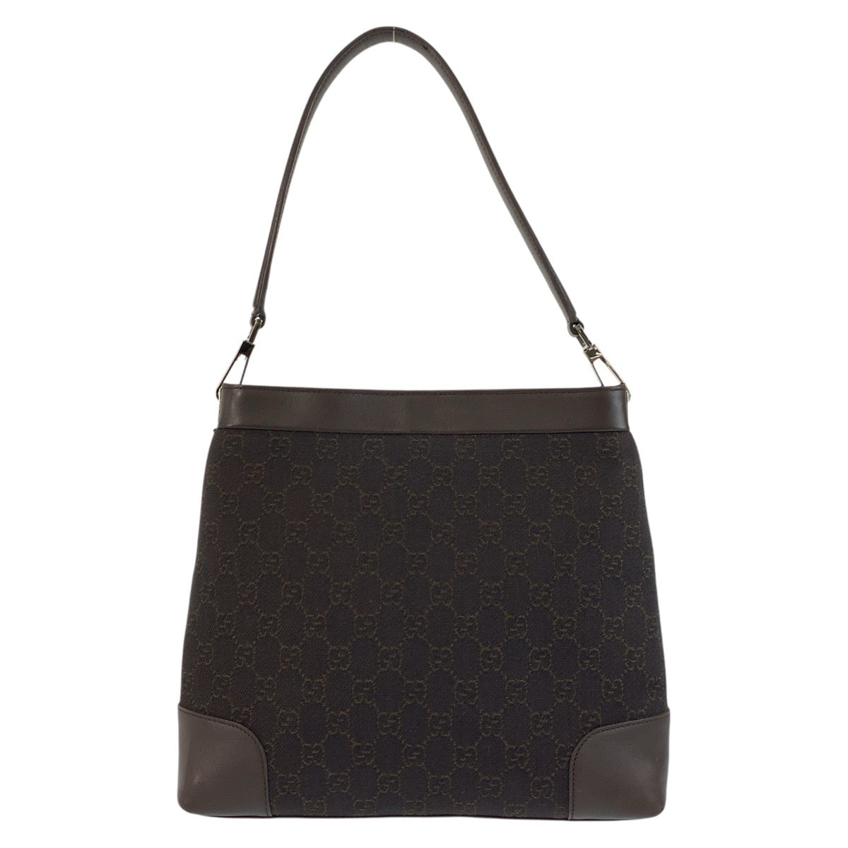 GUCCI Shoulder Bag 143745 GG canvas Brown Silver Metal