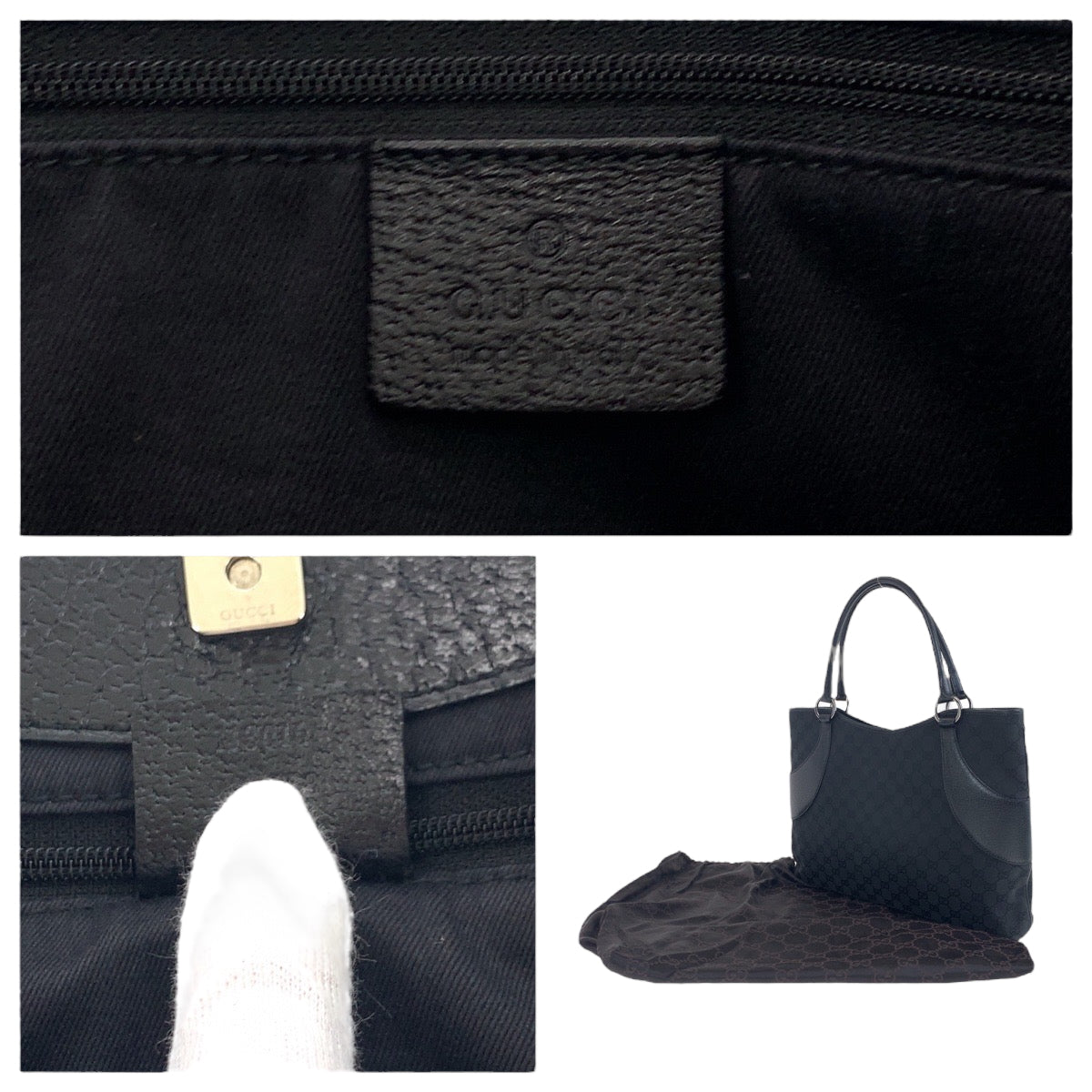 GUCCI Tote Bag 113016 GG canvas black Tote Bag Shoulder Bag Women