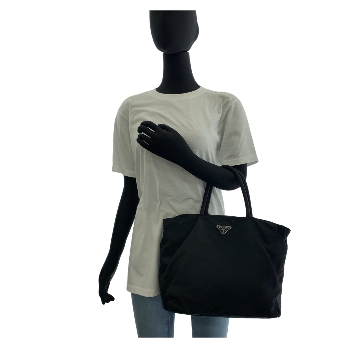 PRADA Tote Bag Nylon black Tote Bag handbag Test Triangle With logo Women