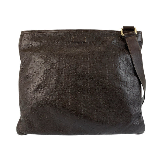 GUCCI Shoulder Bag 201446 leather Brown Silver Metal Guccisima