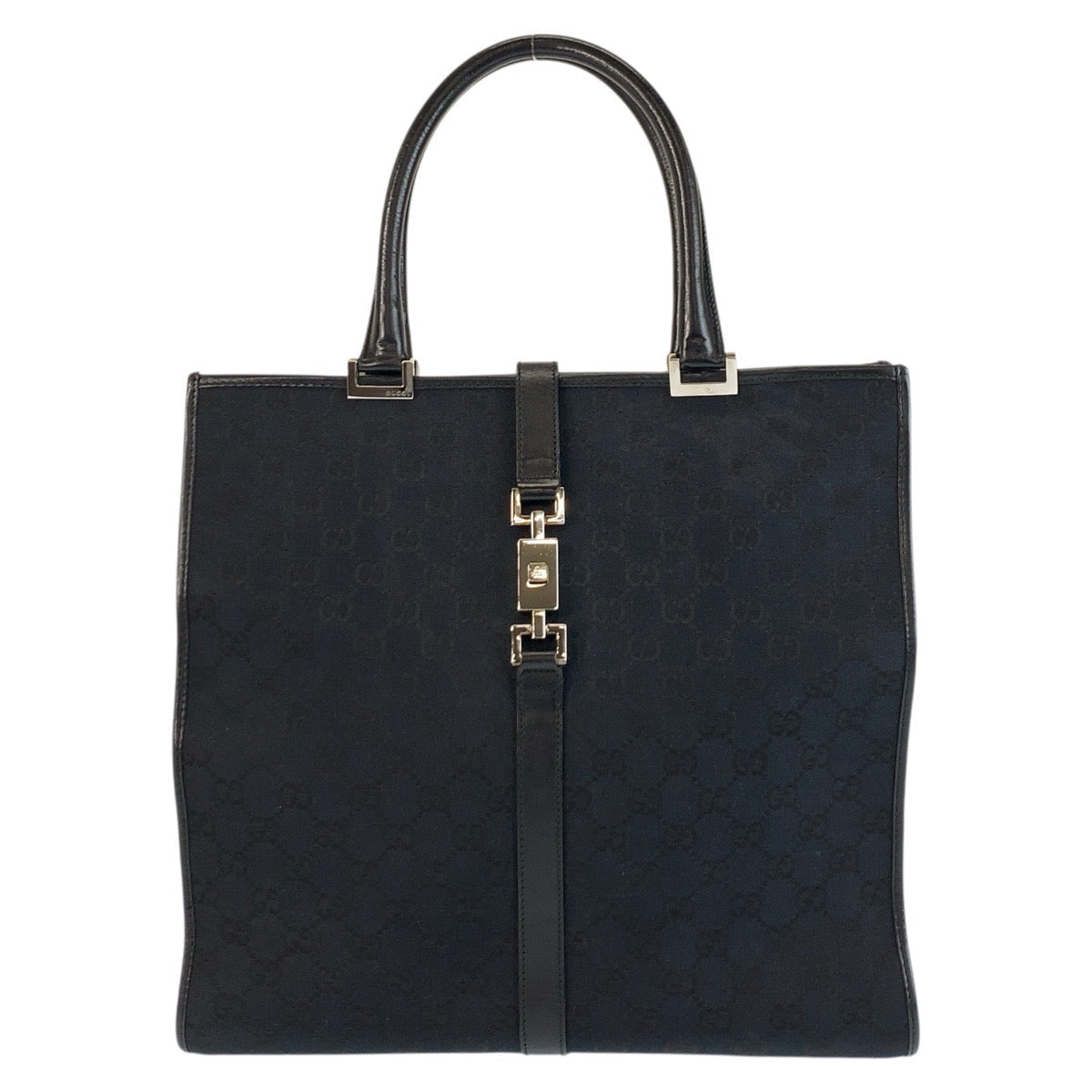 GUCCI Tote Bag 002 1064 GG canvas, leather Black SilverMetal Tote Bag handbag Jackie Women