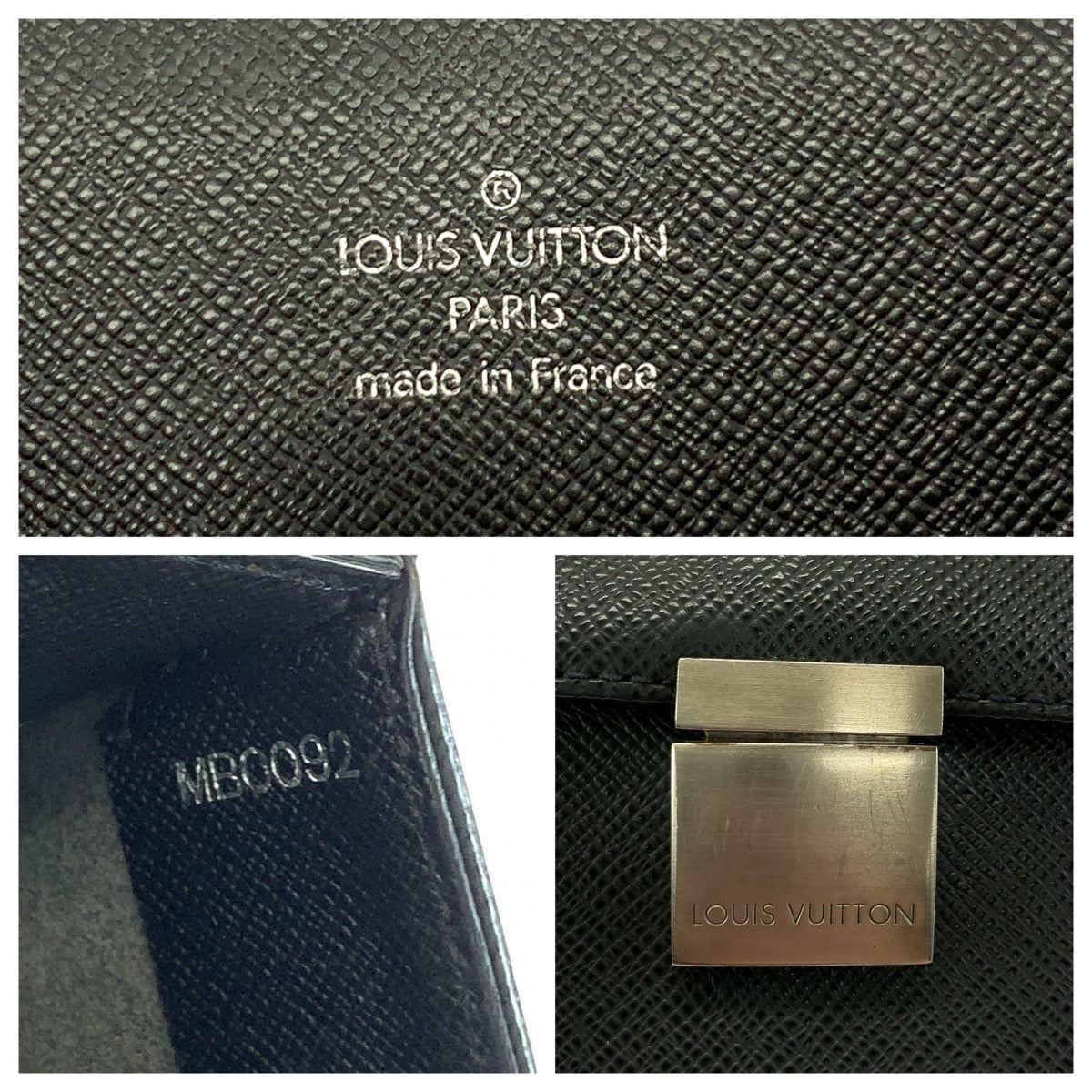 LOUIS VUITTON Business bag Taiga Ardoise Black SilverMetal Business bag handbag Taiga Angara mens