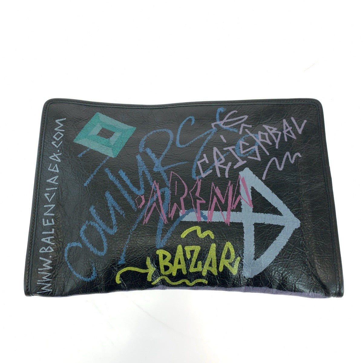 BALENCIAGA Clutch bag 443658 1060 leather black Clutch bag business bag graffiti print Women