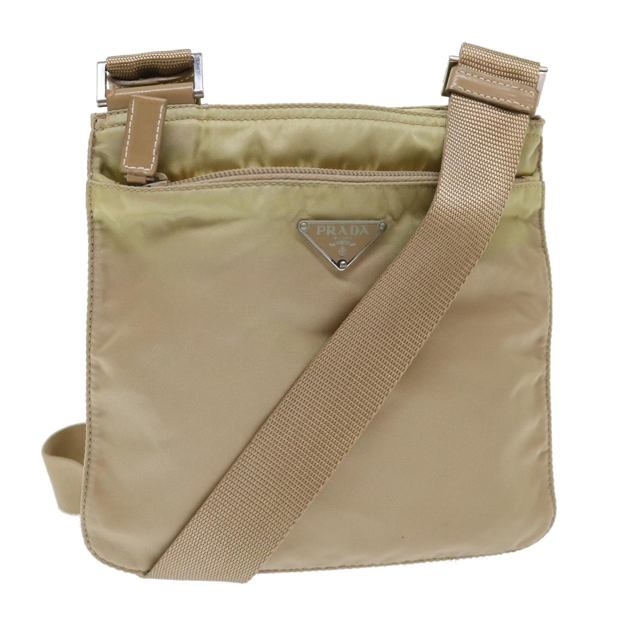 PRADA Shoulder Bag Nylon Beige Auth