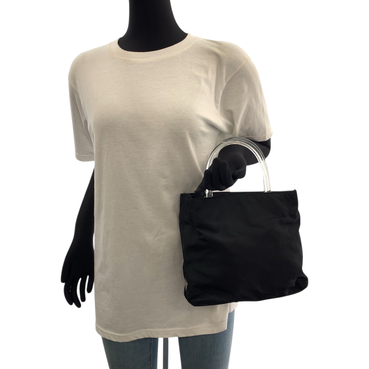 PRADA Tote Bag Nylon black Tote Bag handbag Test Triangle With logo Women