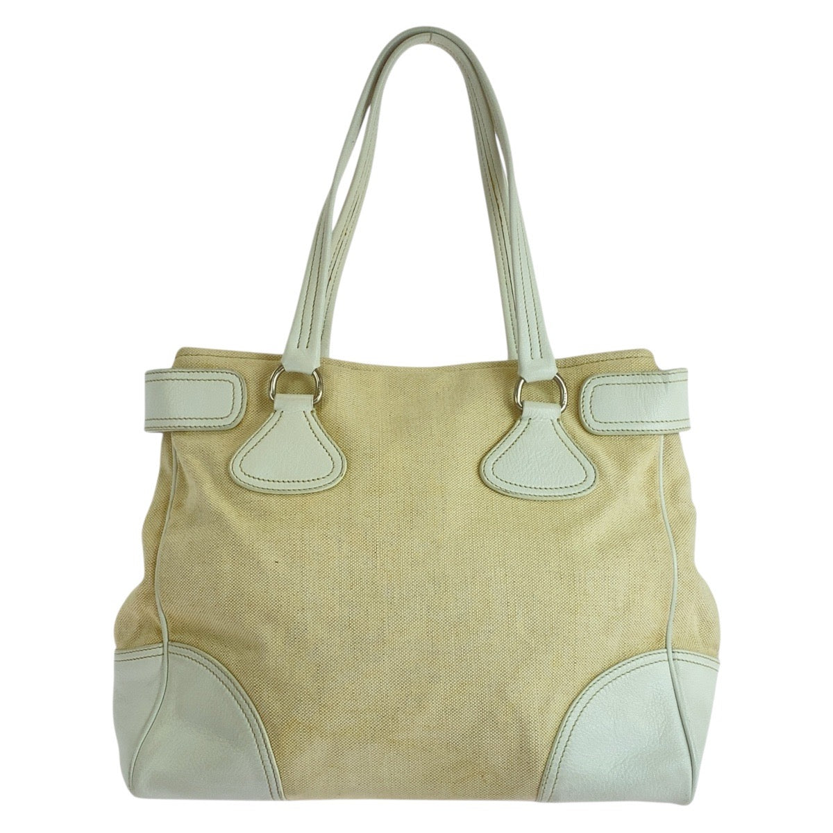 Prada Triangle Logo Plate Canvas/Leather 2way Bag