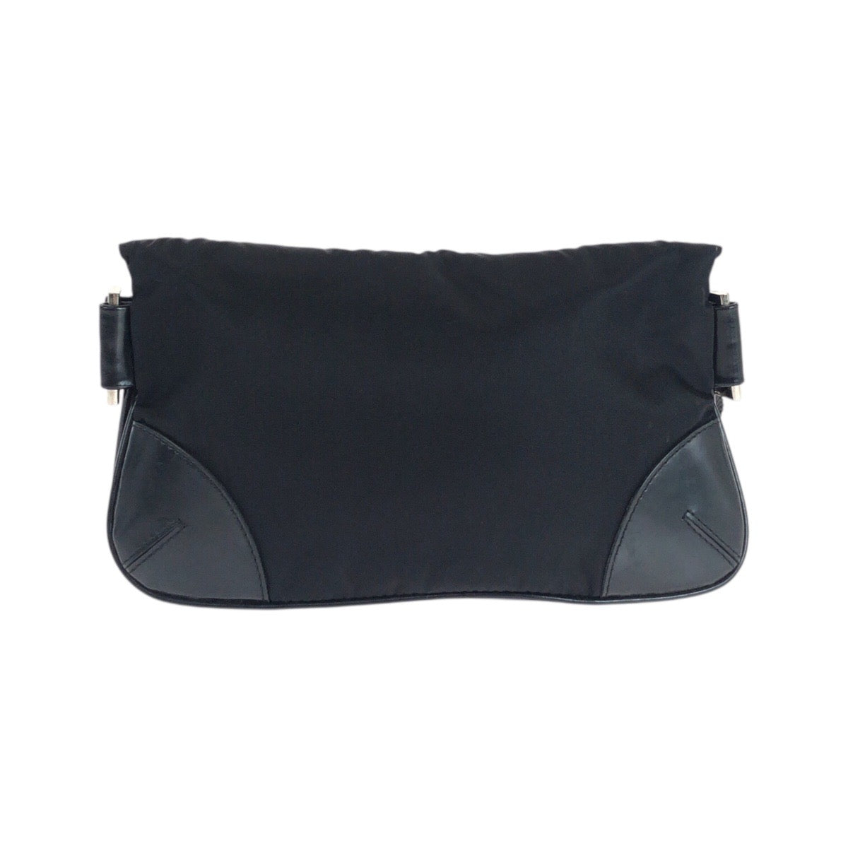 PRADA Waist bag Nylon, Leather Black SilverMetal Sling bag Test Triangle With logo Women