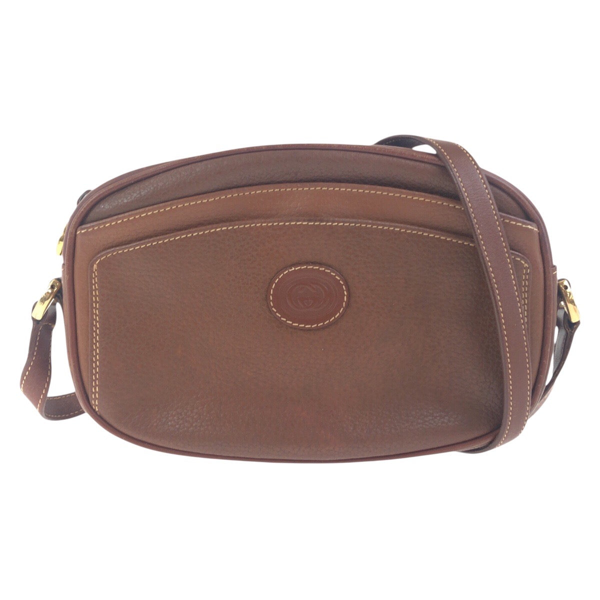 GUCCI Shoulder Bag 007 113 0155 leather Brown Gold Metal Old Gucci Women