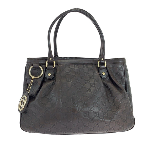 GUCCI Tote Bag 296835 leather Dark Brown Gold Metal Tote Bag Shoulder Bag Guccisima Sukey Women