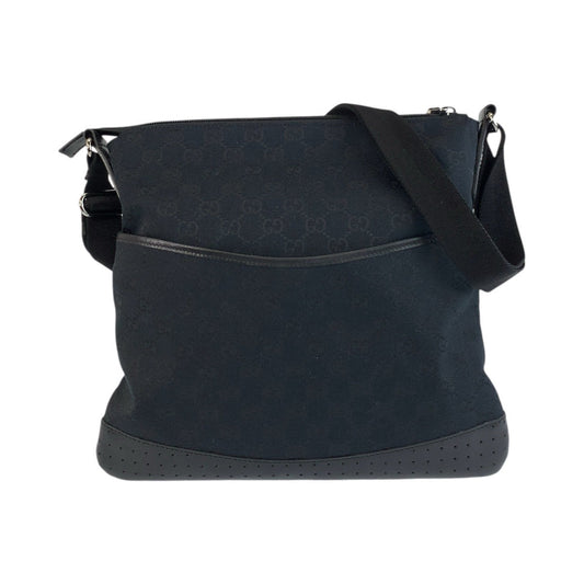 GUCCI Shoulder Bag 145857 GG canvas Black SilverMetal
