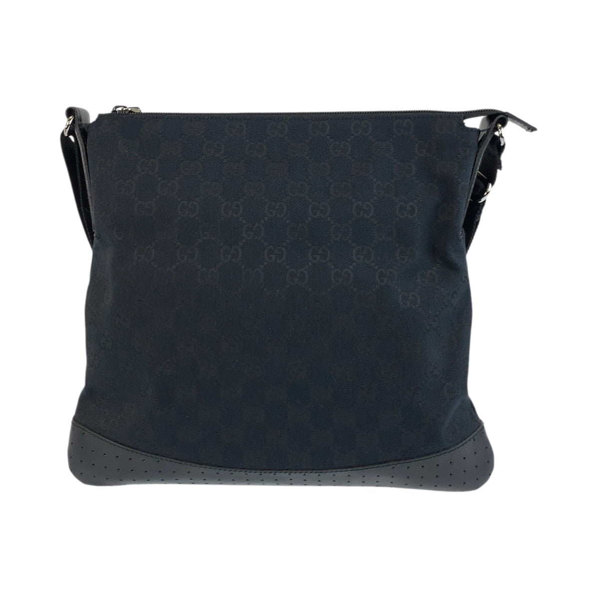 GUCCI Shoulder Bag 145857 GG canvas Black SilverMetal