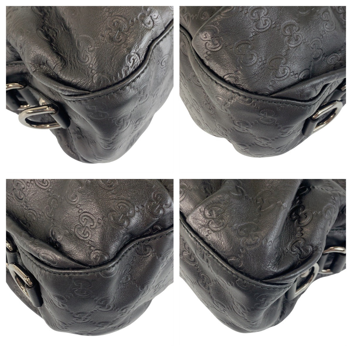 GUCCI Handbag 228594 leather Black SilverMetal Handbag Shoulder Bag Horsebit Guccissima Women