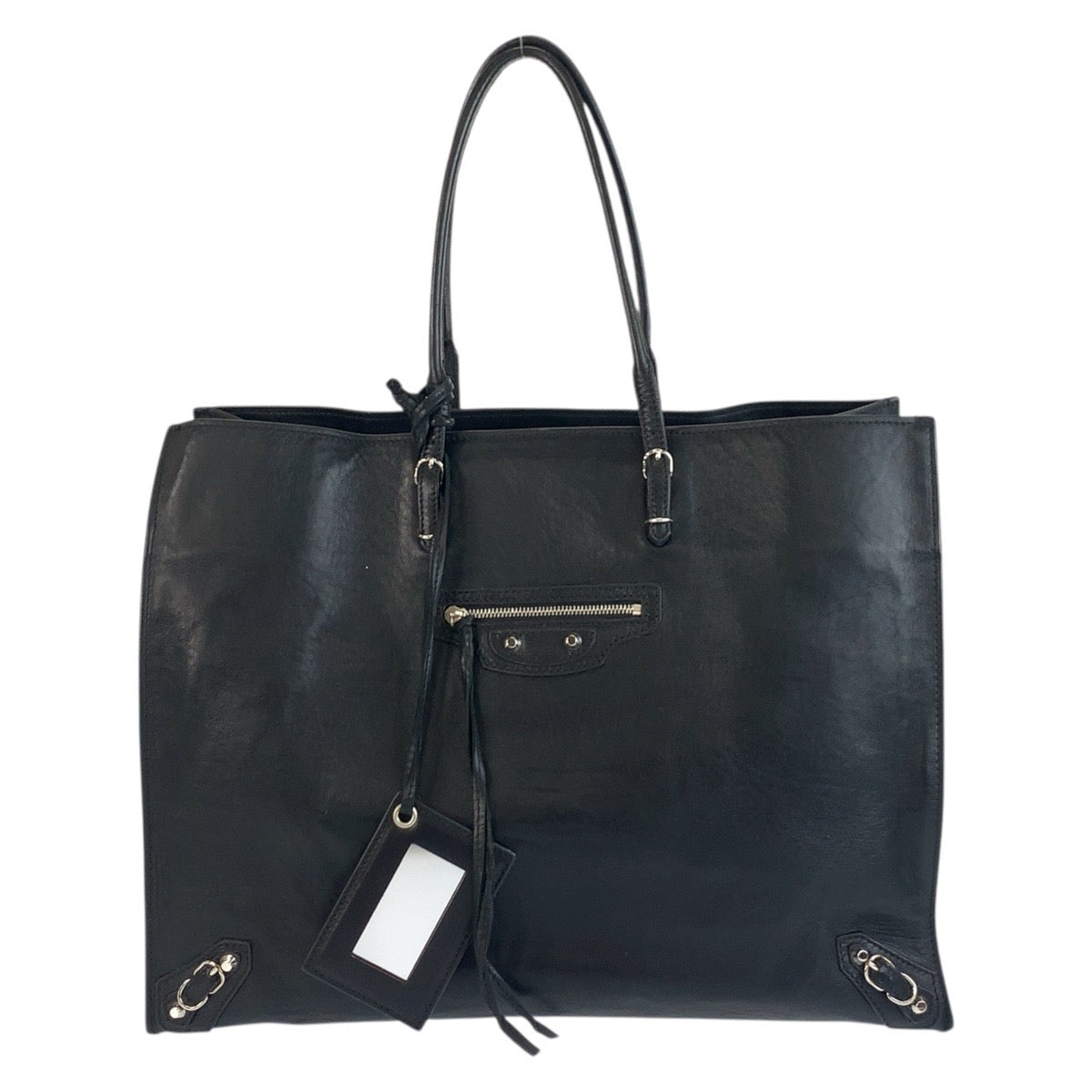BALENCIAGA Tote Bag 236701 leather Black SilverMetal paper