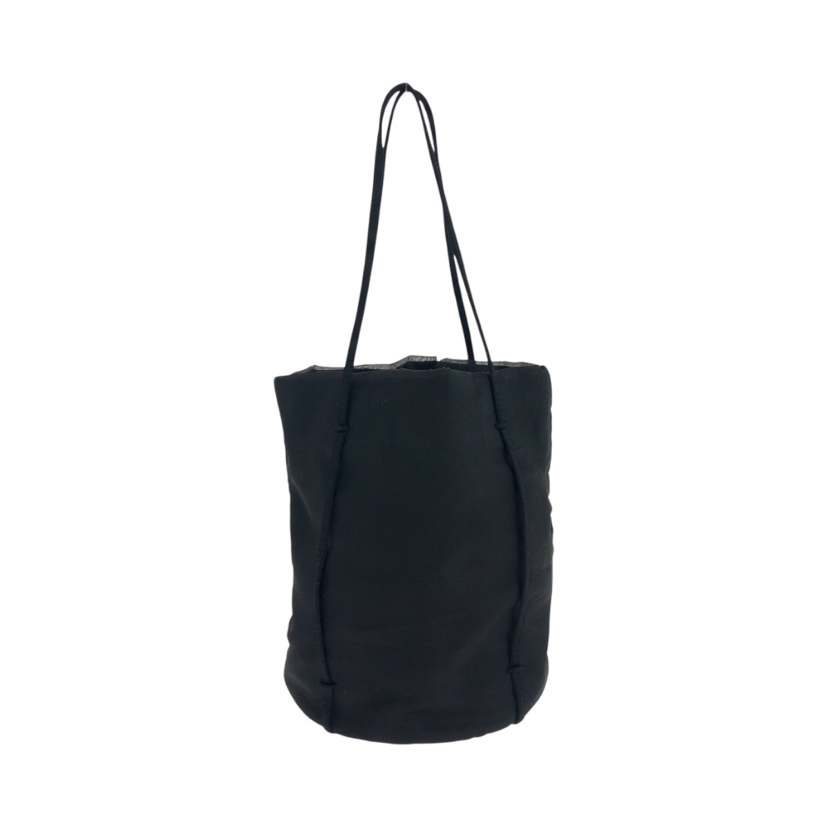 PRADA Tote Bag Nylon, Satin Black Silver Metal Tote Bag with pouch Tessuto Satin Women