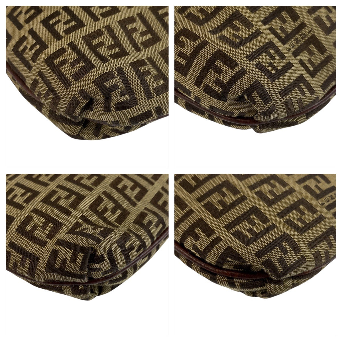 FENDI Shoulder Bag 8BT075 canvas Beige Brown Gold Metal Zucchino