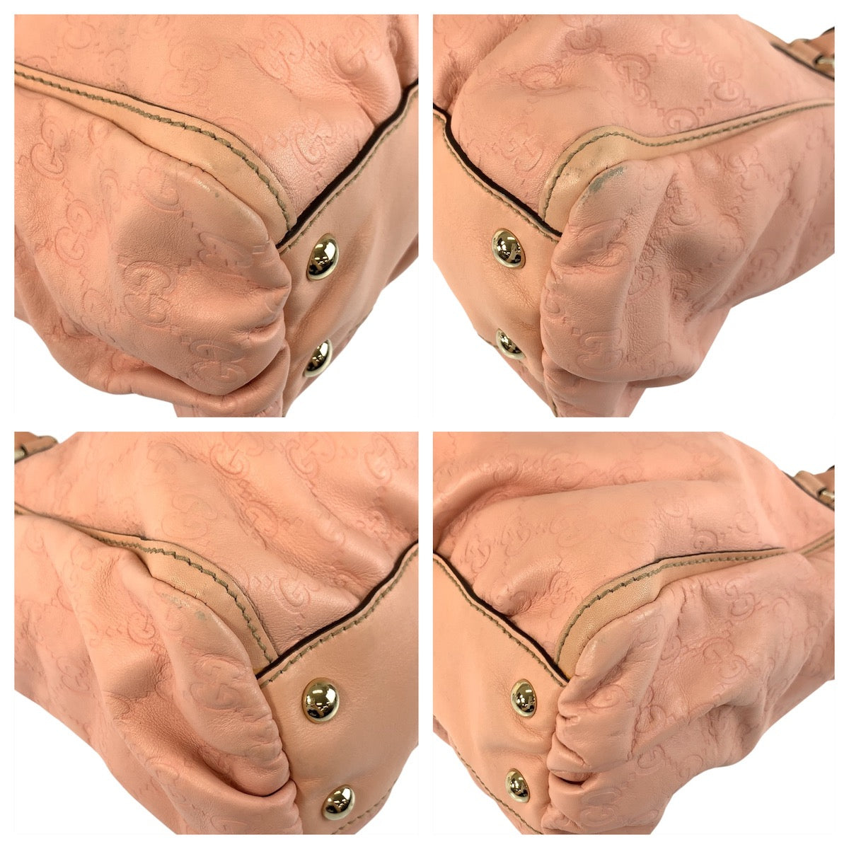GUCCI Tote Bag 189831 leather Pink Gold Metal Tote Bag Shoulder Bag Abby Guccissima Women