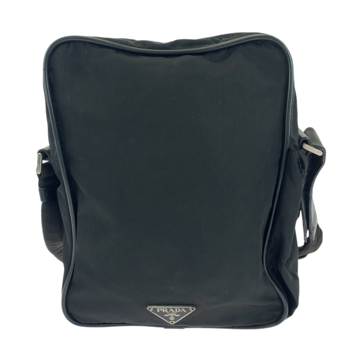 PRADA Shoulder Bag Nylon Black Silver Metal Test Triangle With logo