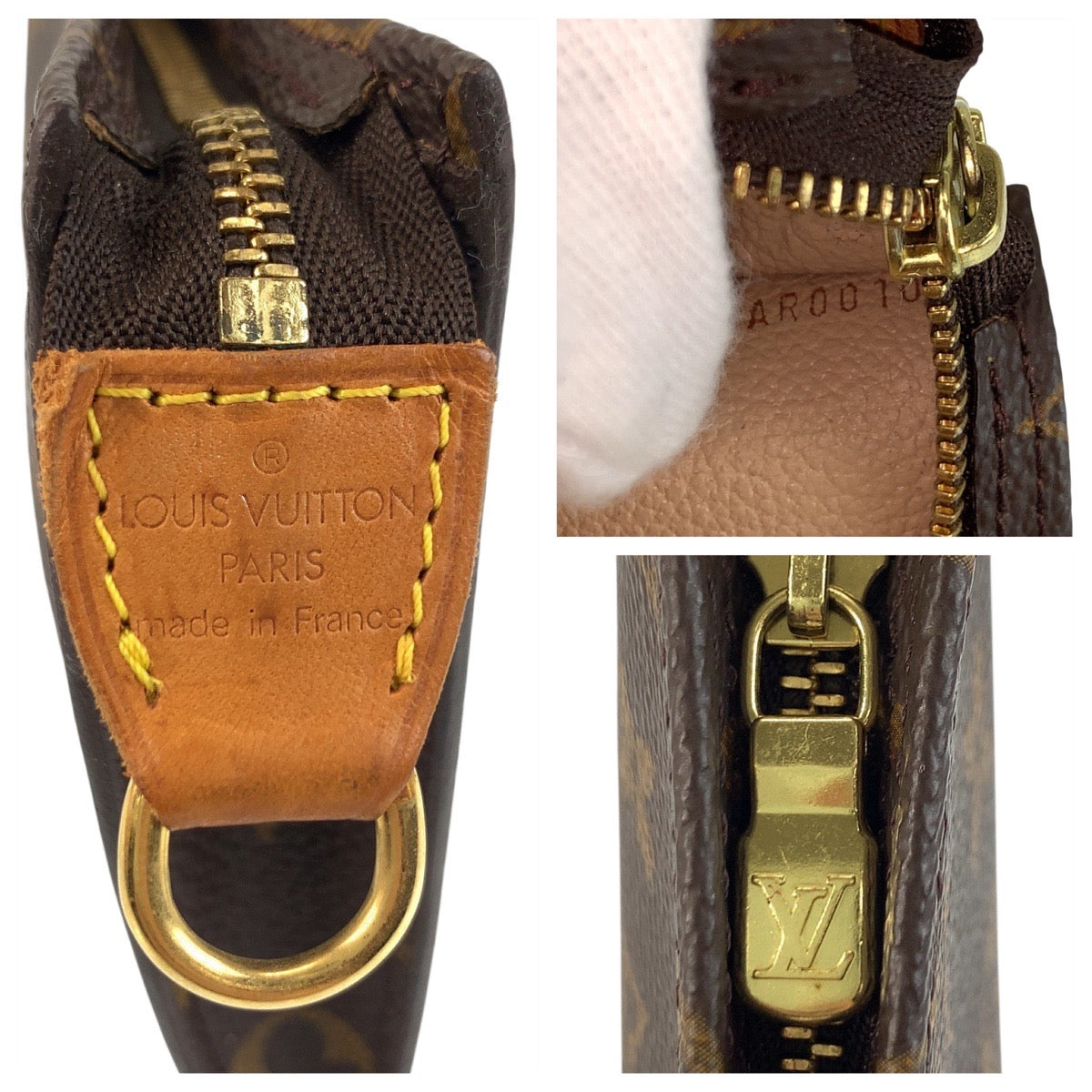 LOUIS VUITTON Pouch PVC Brown Gold Metal Pouch pouch Monogram Pochette Compact Tool Women