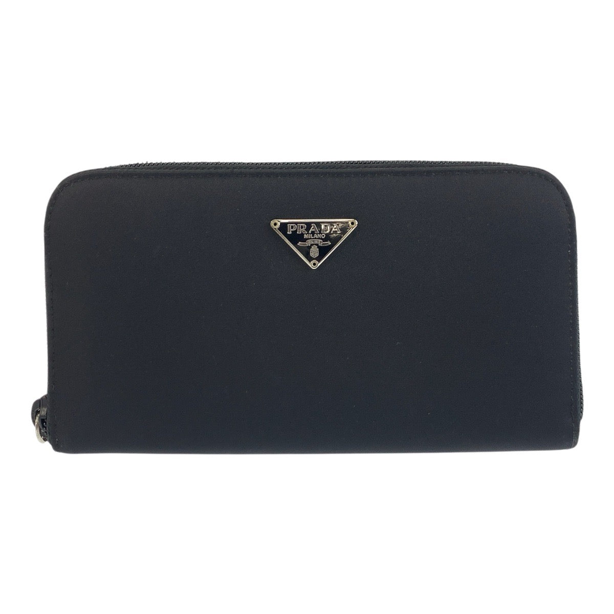PRADA Long Wallet Purse Nylon Black SilverMetal Long Wallet Purse Test Triangle With logo Women
