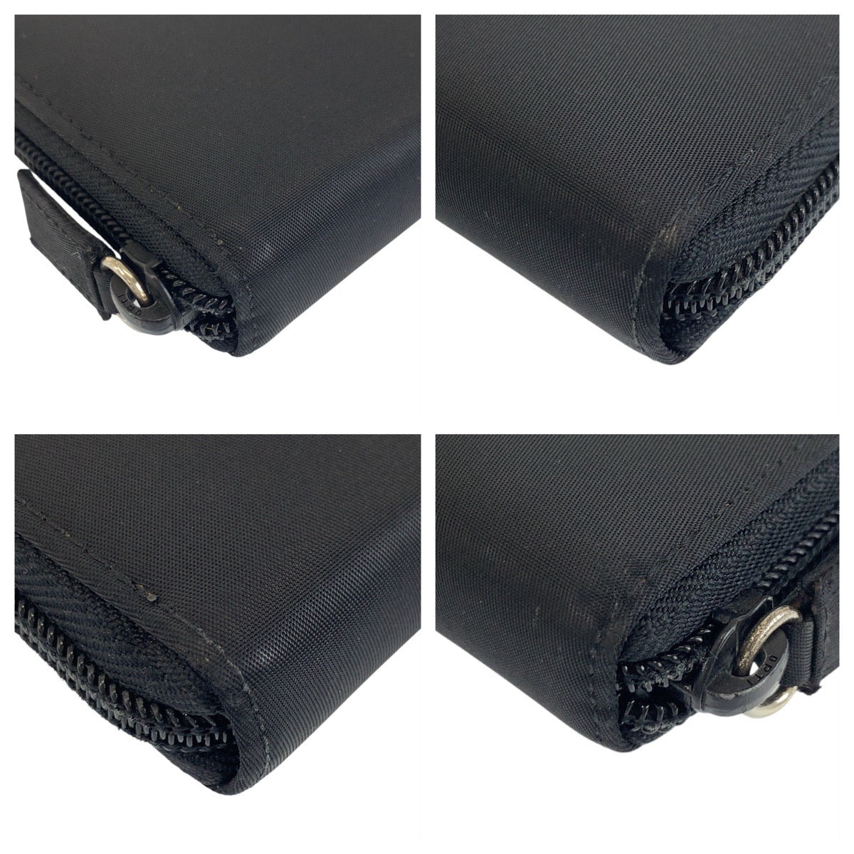 PRADA Long Wallet Purse Nylon Black SilverMetal Long Wallet Purse Test Triangle With logo Women