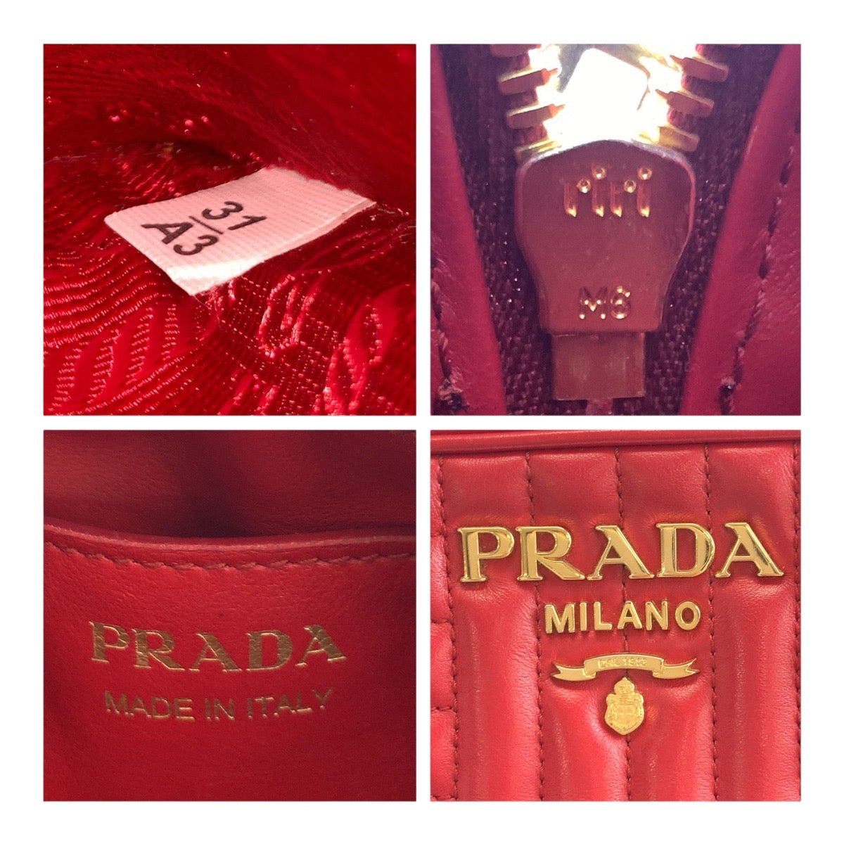 PRADA Shoulder Bag 1BH084 leather Red Gold Metal Diagram logo