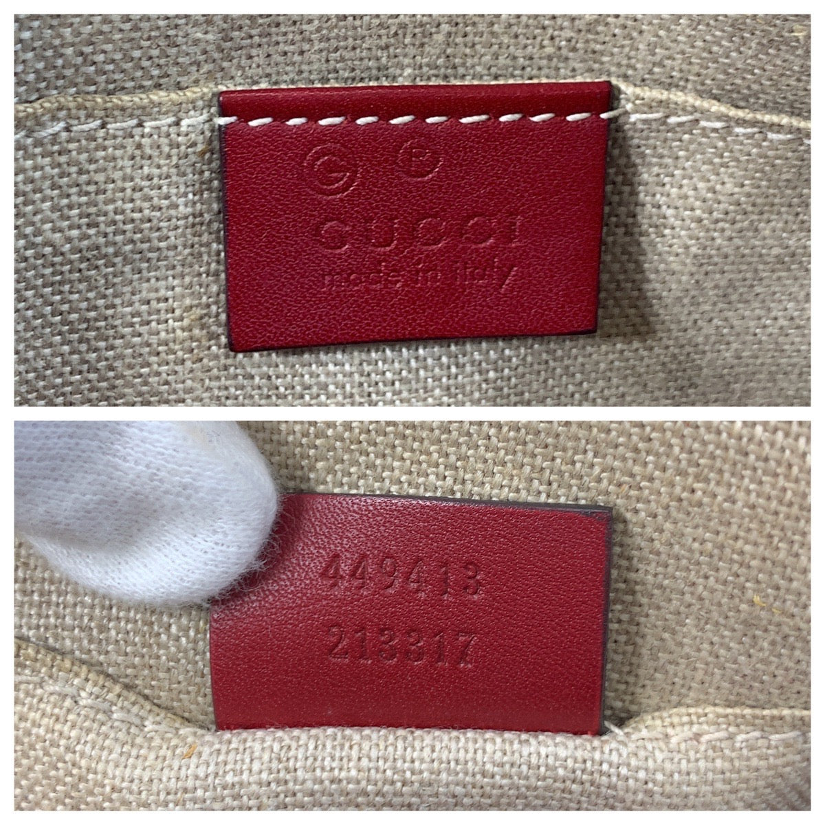 GUCCI Shoulder Bag 449413 leather Red Gold Metal Micro Guccisima