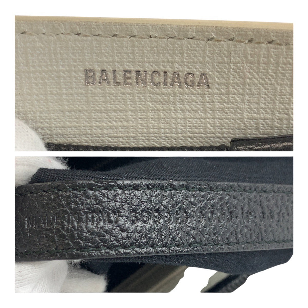 BALENCIAGA Tote Bag 491660?9060 leather White Black SilverMetal logo